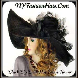 <META NAME="DESCRIPTION" CONTENT="Black White Wide Brim Zebra Church Hat Ladies Designer Hats By www.NYFashionHats.Com - We sell designer hats for women