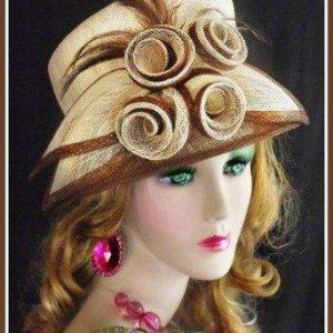 <META NAME="DESCRIPTION" CONTENT="Brown And Natural Straw Designer Fashion Hat Ladies Church Hats By www.NYFashionHats.Com - We sell designer hats for women