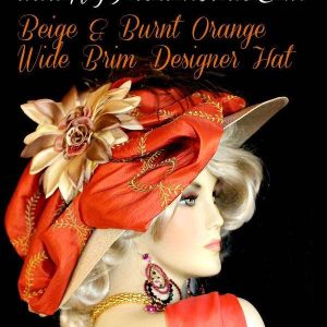 <META NAME="DESCRIPTION" CONTENT="Ladies Beige Burnt Orange Designer Kentucky Derby Hat NY Fashion Hats - We sell beige designer hats for women with flowers