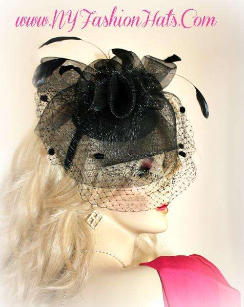 black funeral hats with face veils">