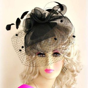 <META NAME="DESCRIPTION" CONTENT="Ladies Black Designer Hairband Cocktail Face Veil Hat Funeral Hats EK By www.NYFashionHats.Com - We sell designer funeral hats for women with birdcage face veils
