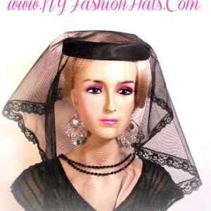 <META NAME="DESCRIPTION" CONTENT="Black Funeral Veil Ladies Headcovering Mourning Hat NY Fashion Hats By www.NYFashionHats.Com - We sell black funeral mourning hats for women