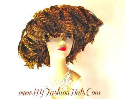 mustard yellow hats with feathers for the Kentucky Derby and horse racing events