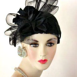 <META NAME='Ladies Black Custom Made Winter Wool Cloche Flapper Designer Fashion Hat. This Dress Hat Is Custom Made By Women's Designer Hats. We Specialize In Wedding Hats
