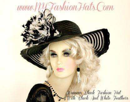 Ladies Black White Designer Kentucky Derby Dress Hat NY Fashion Hats