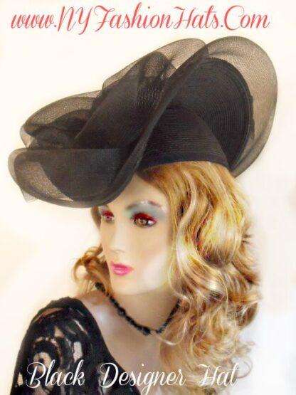 Stunning Black Pillbox Designer Hat