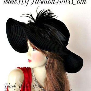 <META NAME="DESCRIPTION" CONTENT="Ladies Black Designer Winter Wool Fashion Hat With Feathers And A Satin Band Custom Made By NY Fashion Hats. We Specialize In Fall Dress Hat For Women
