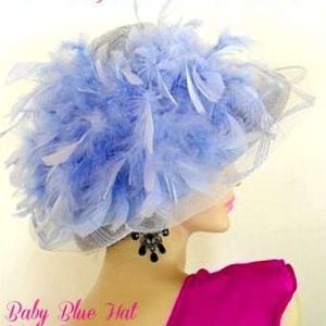 <META NAME="DESCRIPTION" CONTENT="Baby Blue Wide Brim Dress Church Hat For Women NYFashionHats 8JAV By www.NYFashionHats.Com - We sell custom made Kentucky Derby hats for horse races