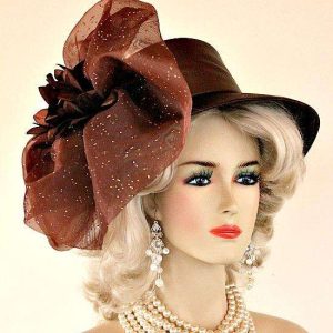 <META NAME="DESCRIPTION" CONTENT="Ladies Brown Satin Designer Formal Church Dress Hat NY Fashion Hats. We specialize in formal hats for women