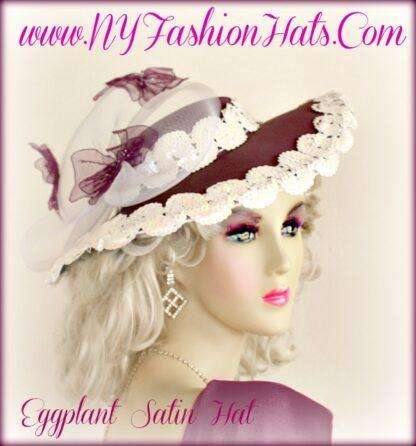 ladies designer purple hats with sequin and appliques