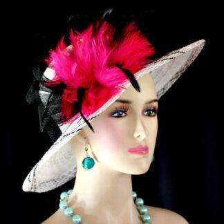 <META NAME="DESCRIPTION" CONTENT="Women's White Black Hot Pink Wide Brim Designer Hat Fashion Dress Hats. Womensdesignerhats specializes in formal hats for women