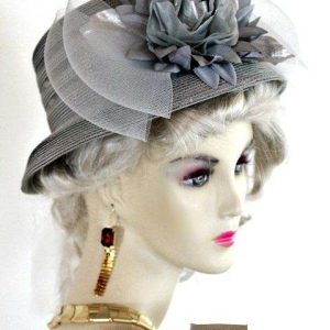 <META NAME="DESCRIPTION" CONTENT="Ladies Silver Grey Brim Formal Designer Church Hat. This Dress Hat Is Custom Made By Women's Designer Hats. We Specialize In Wedding Hats