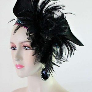 <META NAME="DESCRIPTION" CONTENT="Haute Couture Black Turquoise Hot Pink Winter Wool Cocktail Hat Headpiece Pillbox Hats By NY Fashion Hats. We specialize in custom made designer hats with feathers