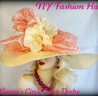 <META NAME="DESCRIPTION" CONTENT="Ivory Coral Wide Brim Church Special Occasion Hat Ladies Hats By www.NYFashionHats.Com - We sell ladies wedding hats