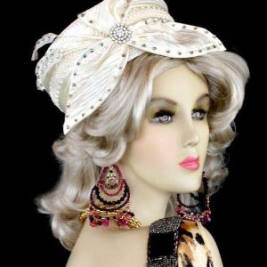<META NAME="DESCRIPTION" CONTENT="Ivory Pillbox Cocktail Satin Hat For Women