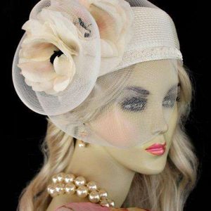 <META NAME='Ivory Pillbox Designer Women's Bridal Wedding Hat With Millinery Flowers. This Dress Hat Is Suited For A Bride. Women's Designer Hats Sells Hats For Church