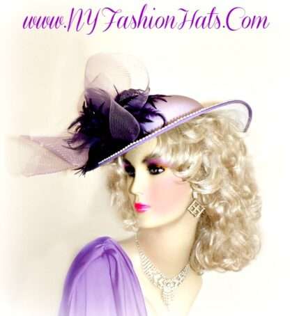 lavender satin special occasion hats for Synagogue