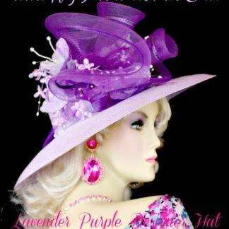<META NAME="DESCRIPTION" CONTENT="Lavender Purple Velvet Flower Kentucky Derby Dress Hat NY Fashion Hats.  We specialize in purple custom made Kentucky Derby hats with feathers