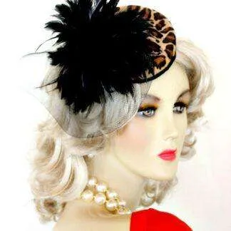 <META NAME="DESCRIPTION" CONTENT="Beige Brown Black Leopard Feather Cocktail Hat
