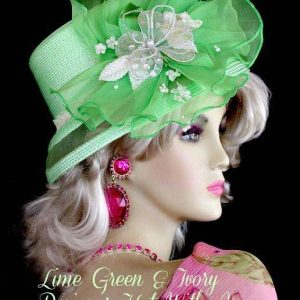 <META NAME="DESCRIPTION" CONTENT="Lime Green Ivory Designer Hat For Women