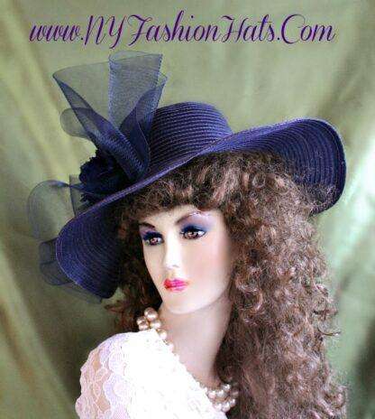 navy blue Kentucky Derby hats for horse racing events