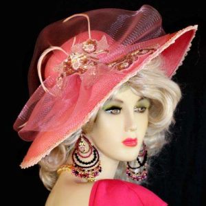 <META NAME="DESCRIPTION" CONTENT="Kentucky Derby Hats Pink Designer Beaded Sequin Hat NY Fashion Hats - We sell women's magenta raspberry pink wedding hats