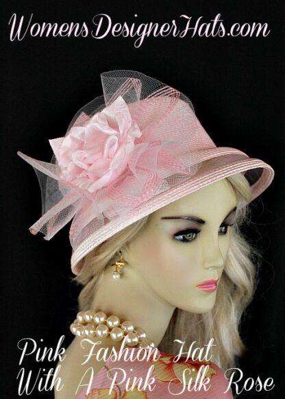 Ladies Pink Kentucky Derby Designer Spring Races Hat Women's Hats