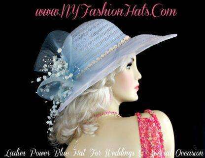 sky blue dress hats for weddings with roses