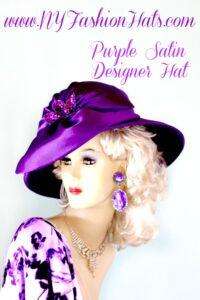 Purple Satin Wedding Bridal Hat