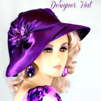 Formal Purple Satin Wedding Hat