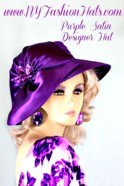 Formal Purple Satin Wedding Hat