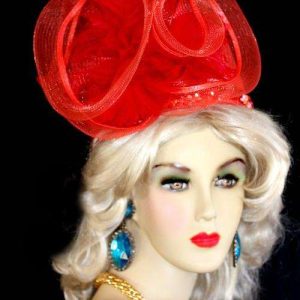 <META NAME="DESCRIPTION" CONTENT="Red Pillbox Church Wedding Kentucky Derby Formal Hat NY Fashion Hats - We sell red designer hats for women