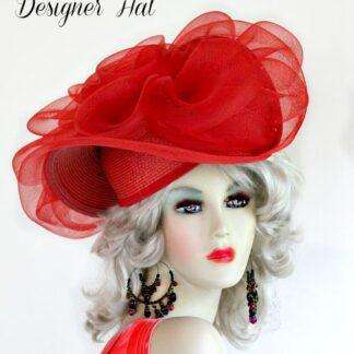 Dramatic Red Pillbox Fashion Hat Races