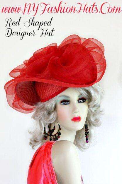 Dramatic Red Pillbox Fashion Hat Races