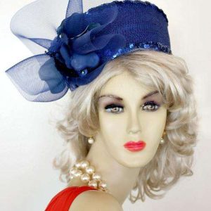 <META NAME="DESCRIPTION" CONTENT="Royal Blue Designer Pillbox Church Wedding Hat