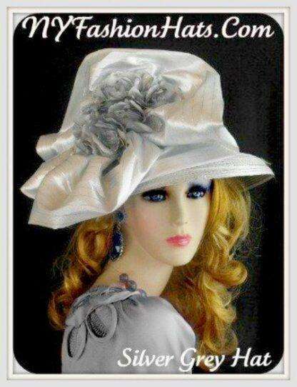 Silver Grey Designer Dress Church Hat For Women NY Fashion Hats 7YU