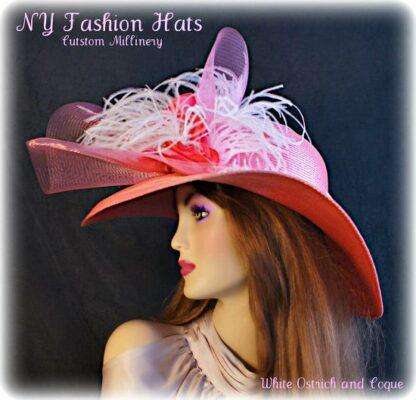 Violet Raspberry Pink Wide Brim Designer Dressy Fashion Ladies Hat 7YBT