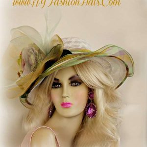 <META NAME="DESCRIPTION" CONTENT="White Purple Green Yellow Brown Lavender Designer Dress Hat For Women By www.NYFashionHats.Com - We sell white formal hats with flowers