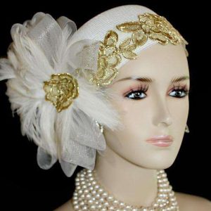 <META NAME="DESCRIPTION" CONTENT="Ladies White Gold Bridal Wedding Headpiece Hat Cocktail Designer Hats By NY Fashion Hats. We specialize in couture hats for weddings