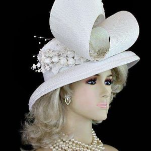 <META NAME="DESCRIPTION" CONTENT="Couture White Wedding Fashion Hat Bridal Headpiece Designer Dress Hats By NY Fashion Hats. We specialize in designer hats for brides and mother of the bride