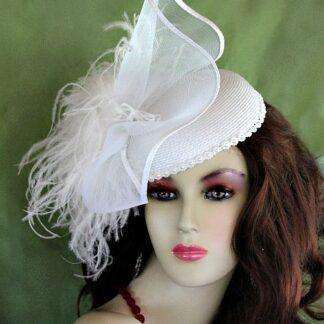 <META NAME="DESCRIPTION" CONTENT="Ladies White Designer Cocktail Hat Wedding Great Gatsby Fascinator Headpiece Hats By www.NYFashionHats.Com - We sell custom made white hats for brides and weddings