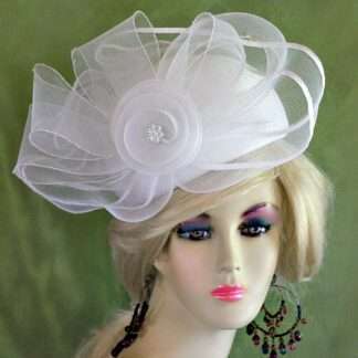 White Classic Pillbox Wedding Bridal Hat