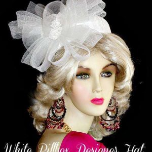 <META NAME="DESCRIPTION" CONTENT="Women's White Pillbox Bridal Wedding Dress Church Hat