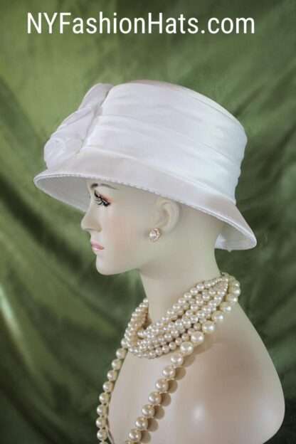 Women's Formal White Satin Bridal Wedding Hat