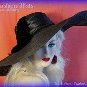 Black Wide Brim Church Horseracing Hat Ladies Designer Hats 4RGB