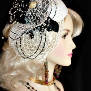 Black And White Haute Couture Designer Fashion Bridal Cocktail Hat For Women