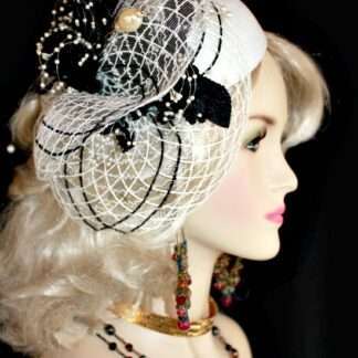Black And White Haute Couture Designer Fashion Bridal Cocktail Hat For Women