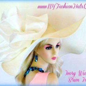 Ivory Or Black Wide Brim Designed Ladies Wedding Hat Dress Hats 9GB
