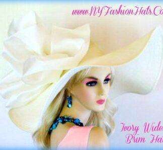 Ivory Or Black Wide Brim Designed Ladies Wedding Hat Dress Hats 9GB