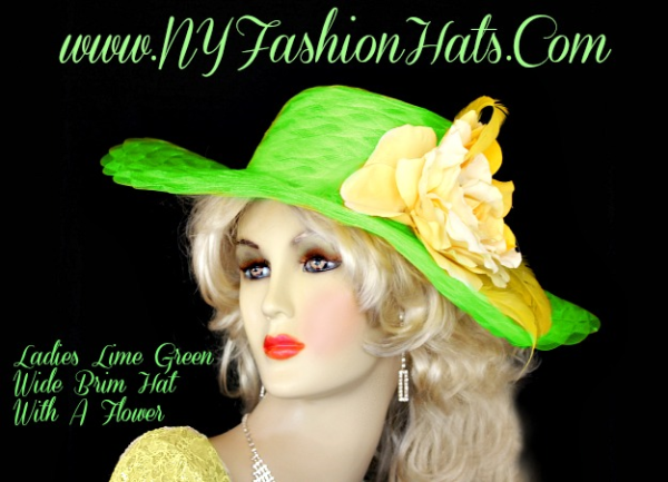 Women's Yellow Designer Custom Hat With A Rose NY Fashion Hats YR45 - Image 2